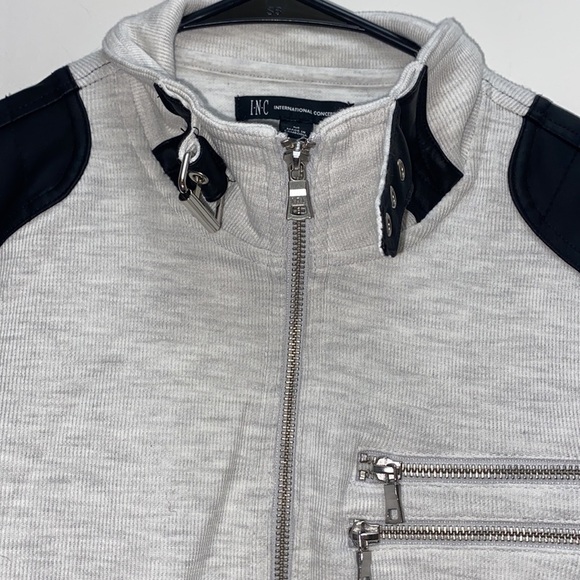 INC international concepts grey black zip up sweatshirt light jacket size medium - Picture 7 of 9